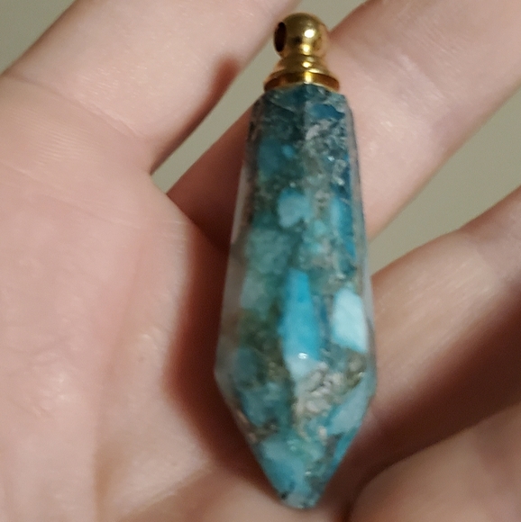 New Sea Sediment Jasper Pyrite Essential Oil Pendant - Picture 11 of 13